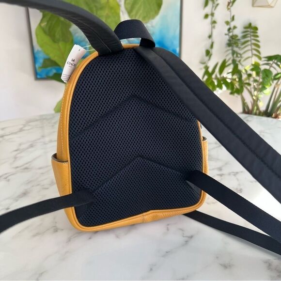 NWT COACH Mini Court Backpack Buttercup Yellow Pebble Leather main image 4